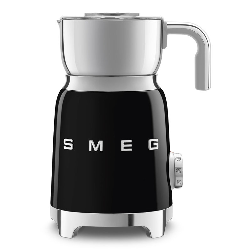 Black Retro Style Milk Frother with Automatic Shut-off