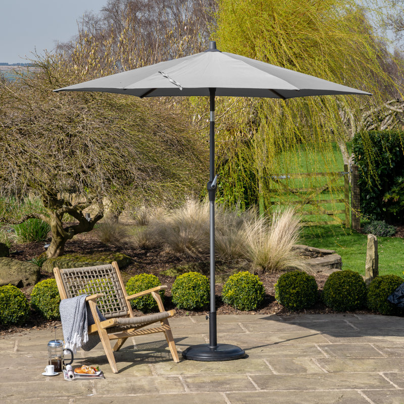 Hatten Riva Traditional Round Parasol, Luna Grey, 232cm H x 250cm W x 250cm D