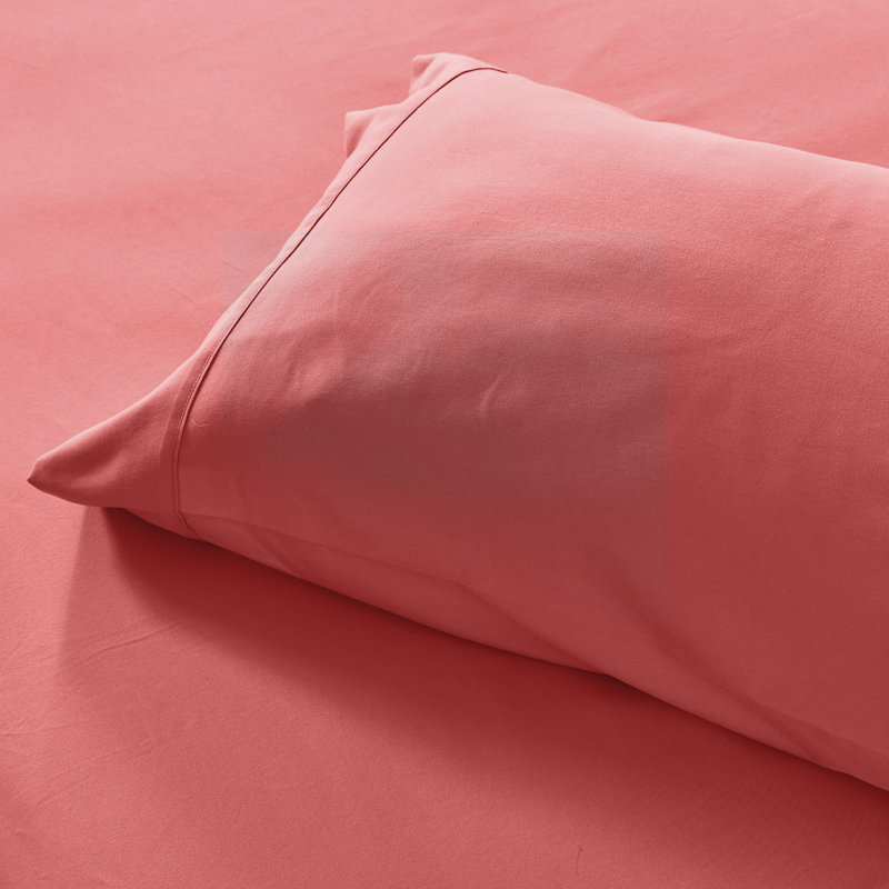 Microfiber Percale Sheet Set, Twin XL Sheet Set+Fitted Sheet + 1 Pillowcase, Coral