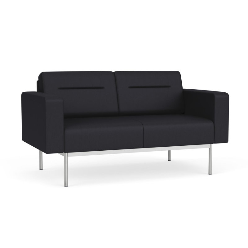 Causeuse de réception Darsey, Sans alimentation, Noir Patriot Plus, Argent argent