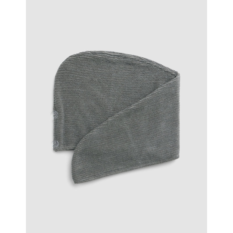 Ribbed Terry Hair Towels, Charcoal