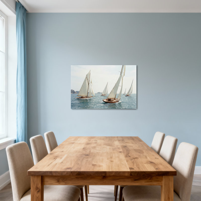 Landscape & Nature Sailboats Gliding On Calm Ocean Waters, 24" H x 36" W