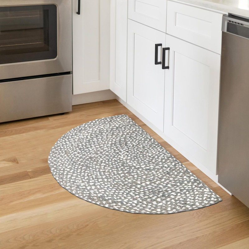 Tapis gris en coton tressé à la main Barlet, Rectangle 2 pi x 3 pi 1 po