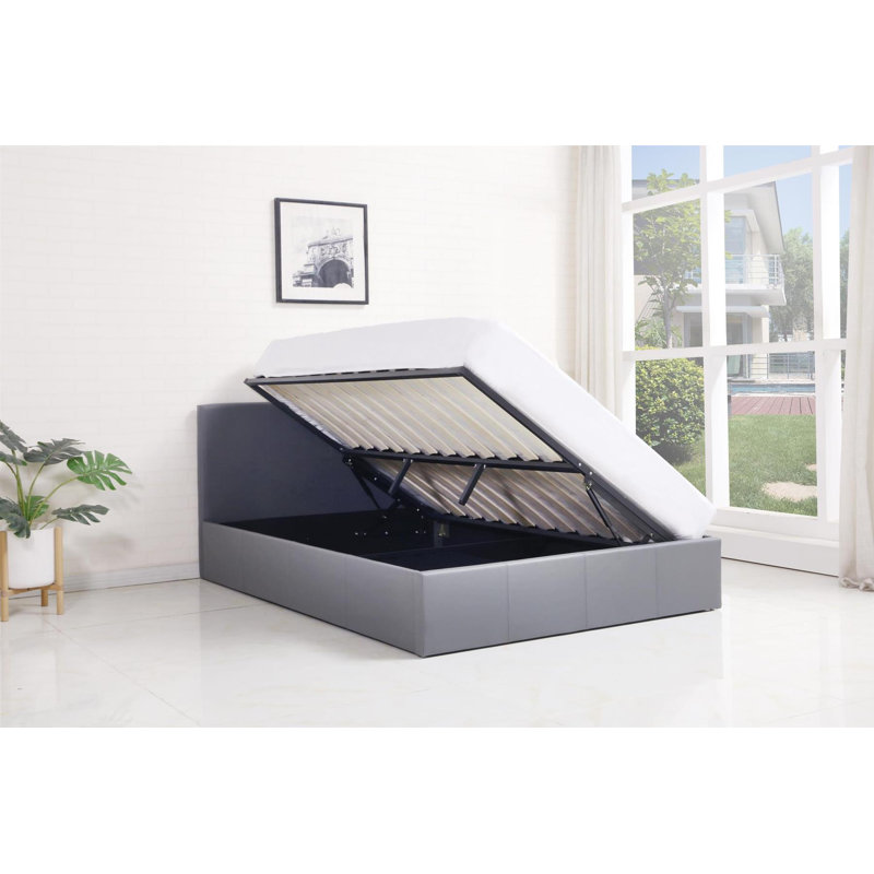 Ottoman Bed with Mattress, Grey