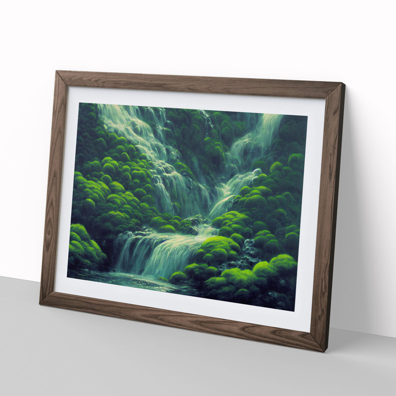 Unique Waterfall - Framed Print, 34cm H x 46cm W x 2cm D, Walnut