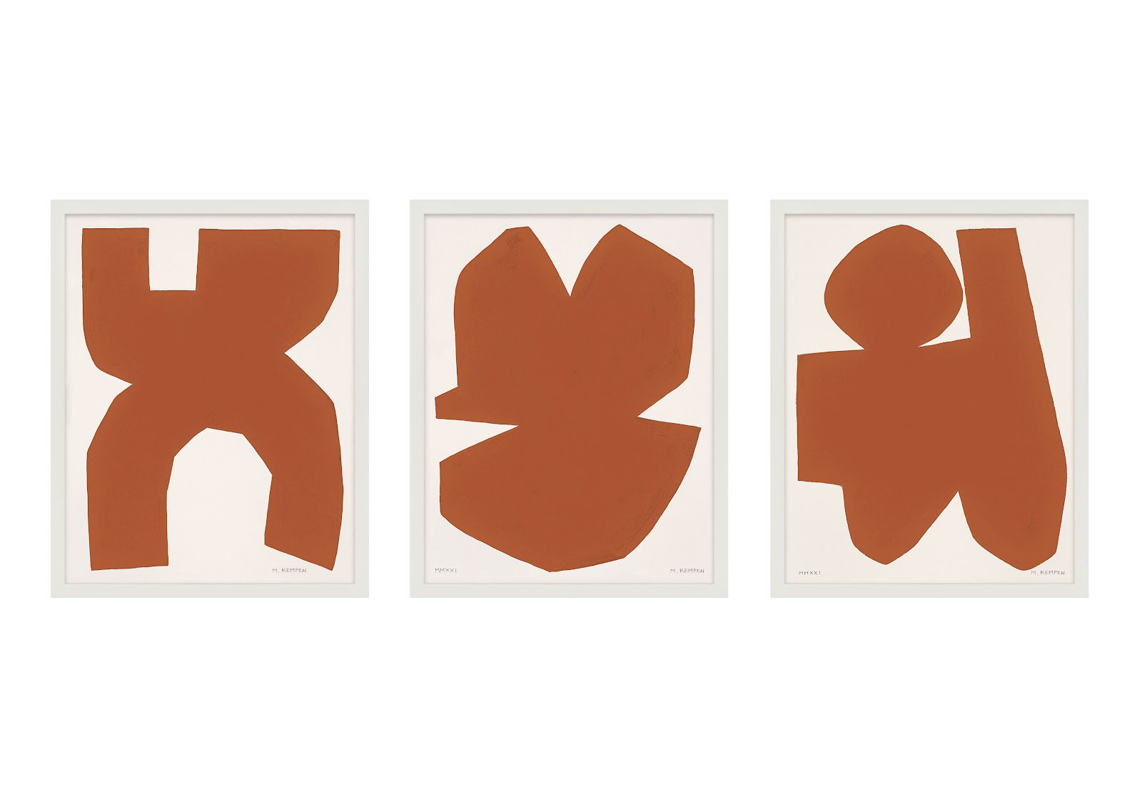 Terra Cotta "Terra Cotta" 3-Piece Print Set, 50'' H x 40'' W, White