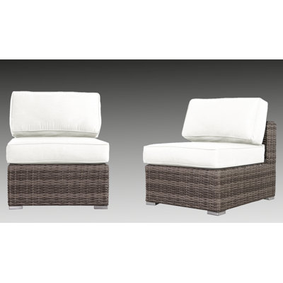 Ensemble de conversation en osier pour 2 personnes avec coussins Meltham