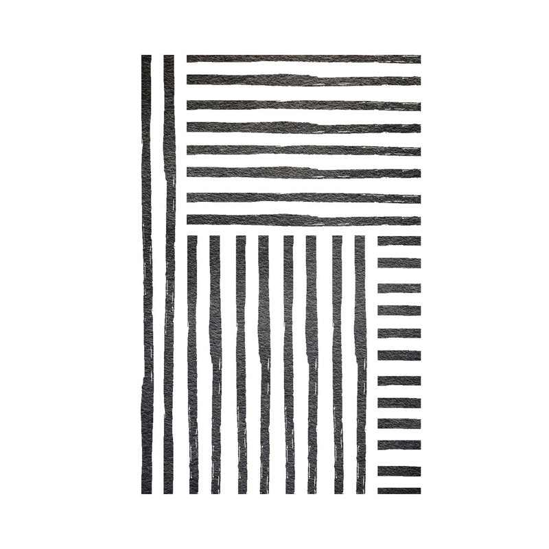 Black White Stipes 1 Piece Wrapped Canvas Painting, 30.48 cm H x 45.72 cm W