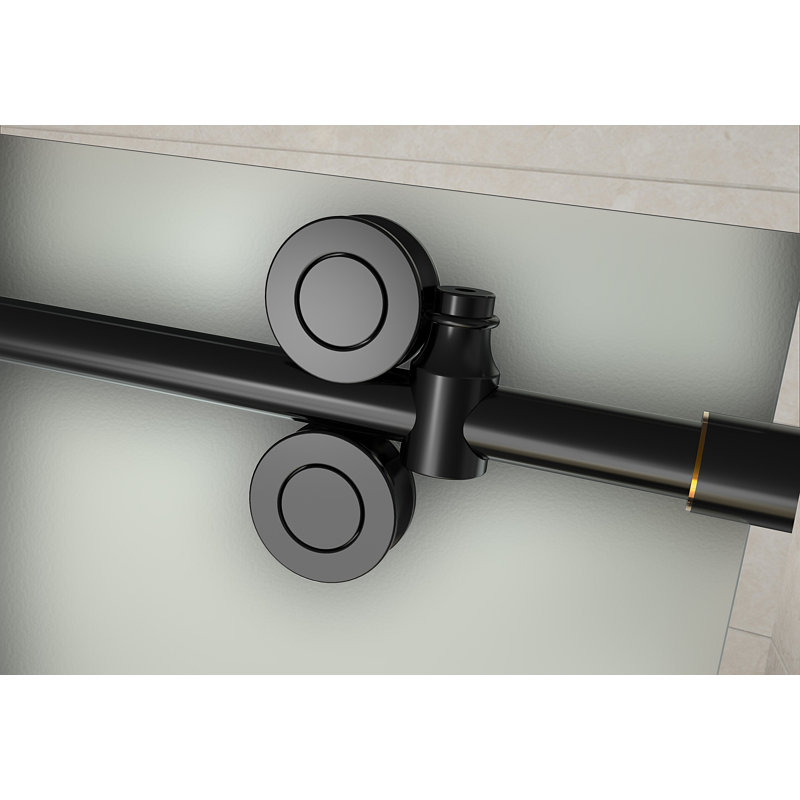 Langham 75" H Hinged Frameless Shower Door, Bronze