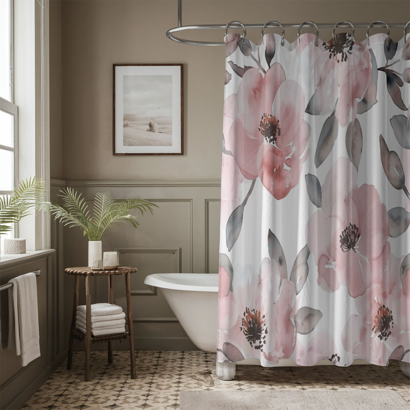 Rideau de douche standard rose pastel 1 pièce, H 74 po x l 71 po