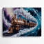 Art mural en métal mauve Sci Fi locomotive à vapeur
