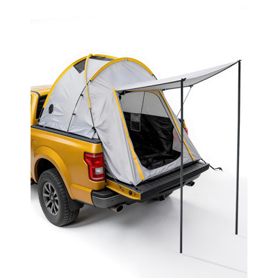 210D Oxford Waterproof Truck Bed Tent, Quick Setup 2-Person Pickup Camping Tent for 6.5ft Beds, Gray/Yellow