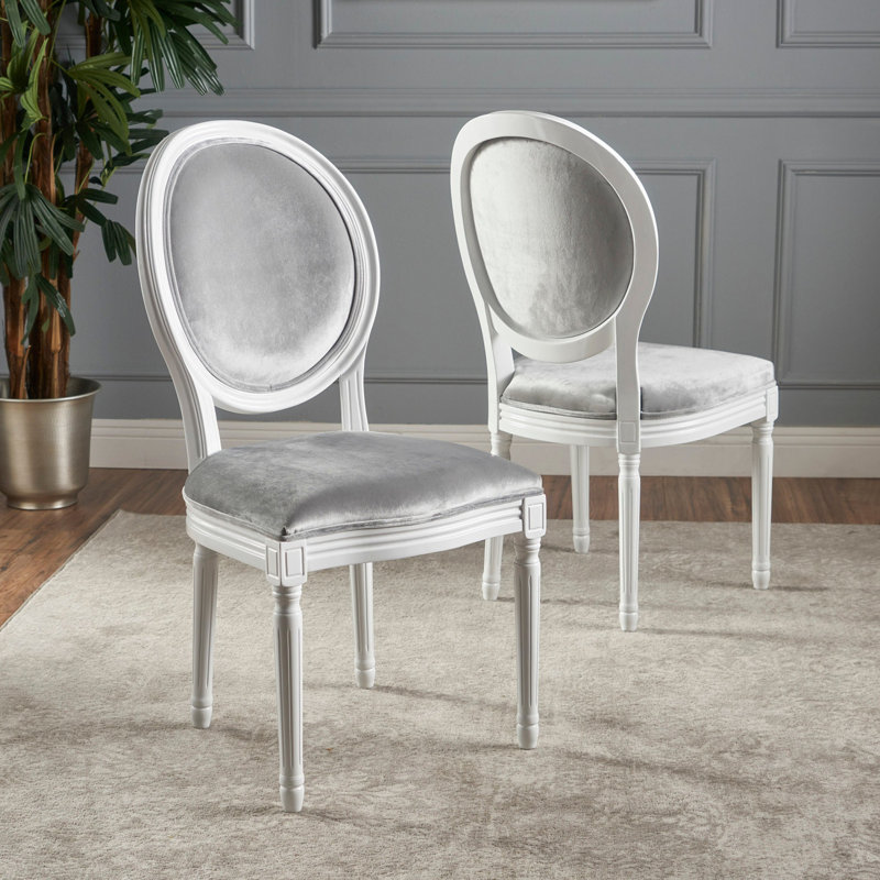 Saratoga 19.25'' H Upholstered Side Chair, Gray, White