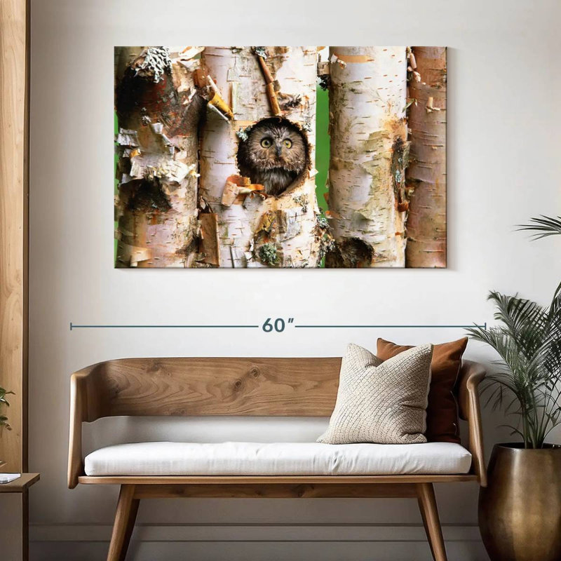 Brampt Owl In Tree Hole, 32" H x 48" W