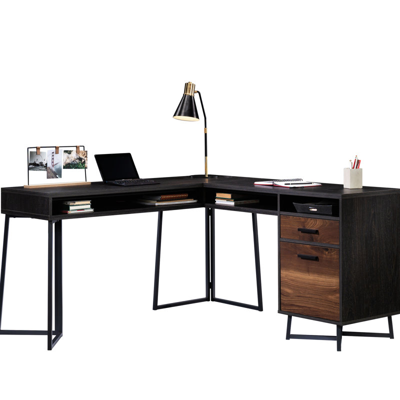 L-Shaped Desk, Dark Walnut finish