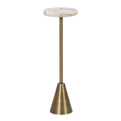 Round Metal and Stone Drink Table