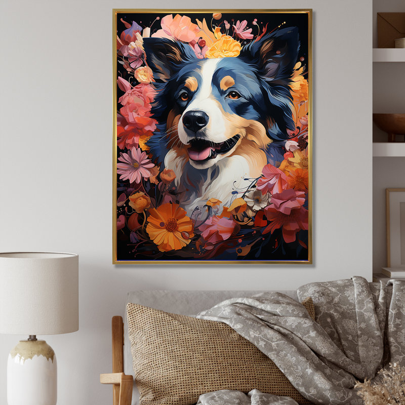 Dog Akita Aura, reproduction d'art sur toile, Cadre flottant doré, H 40 po x l 30 po x P 1,5 po
