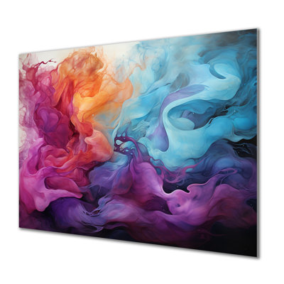 Encre liquide liquide, nuages magenta mauve doré - impression d'art mural en marbre