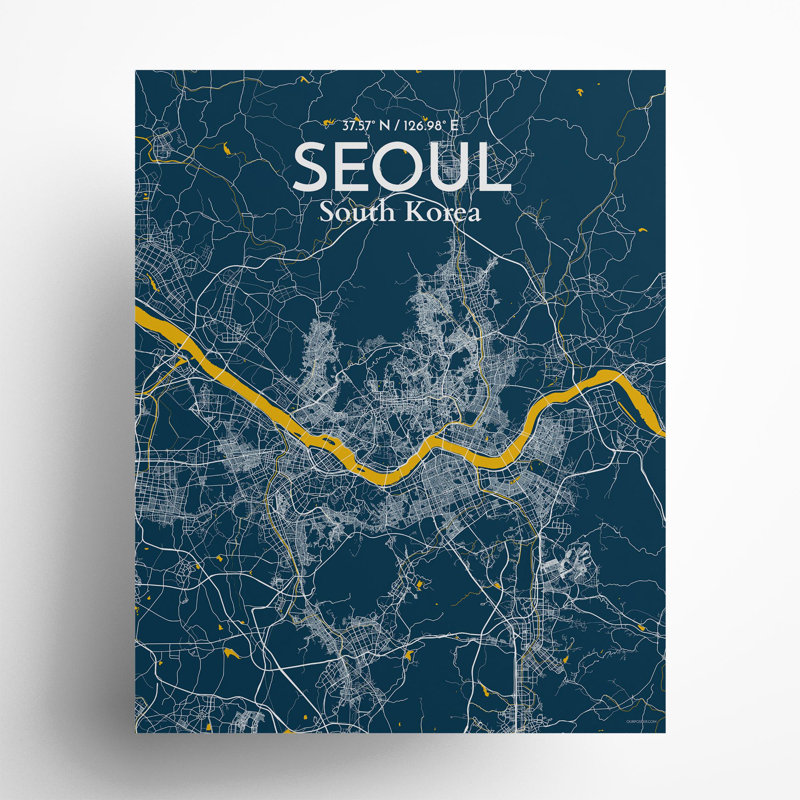 Seoul City Map In Amuse - No Frame Print, 20cm H x 16cm W x 0.05cm D