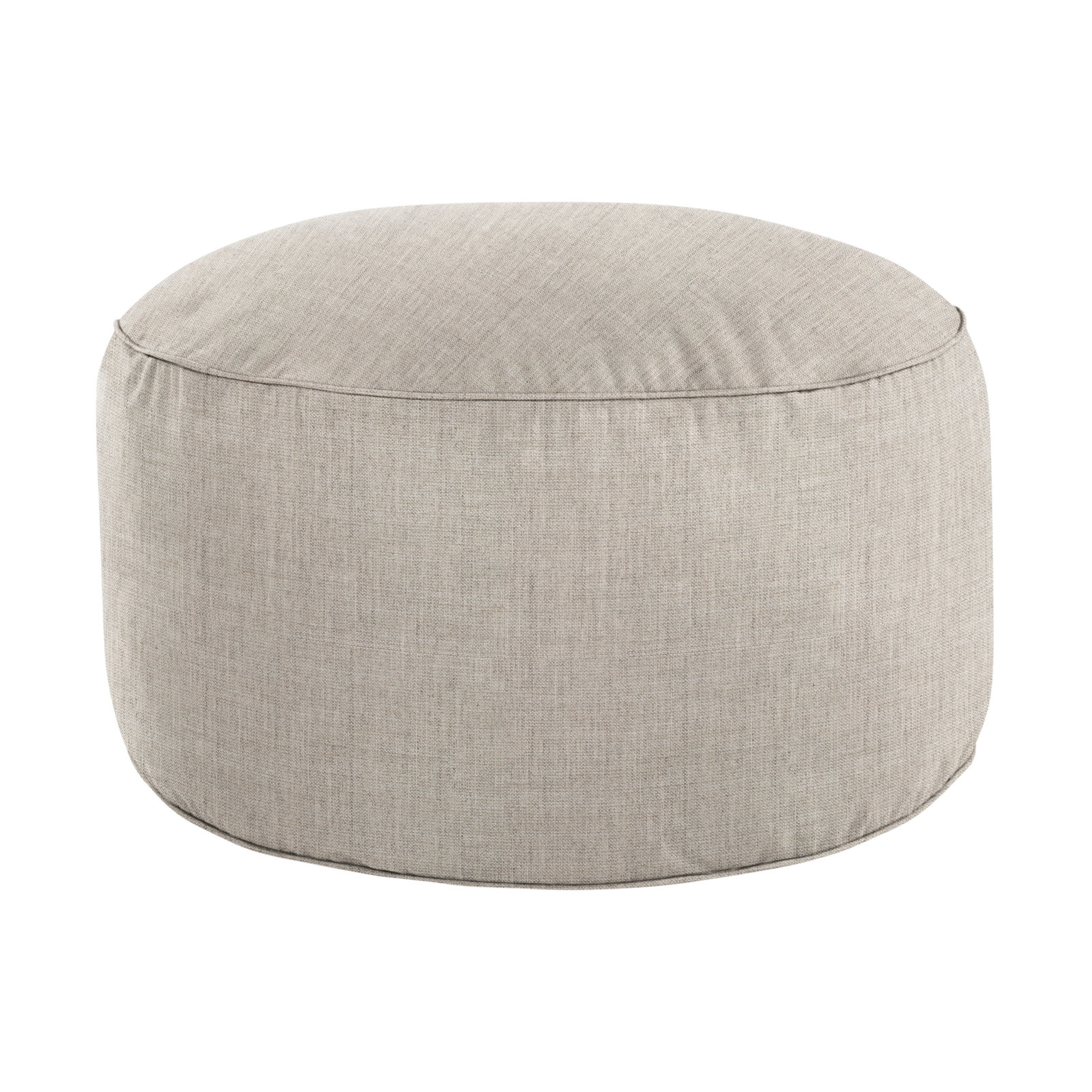 Demi Round Upholstered Outdoor Ottoman with Sunbrella® Cushion, Silver Sunbrella®