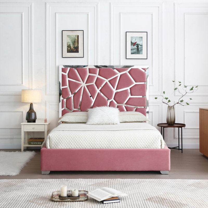 Lit plateforme tapissier Scherer, Grand, Rose