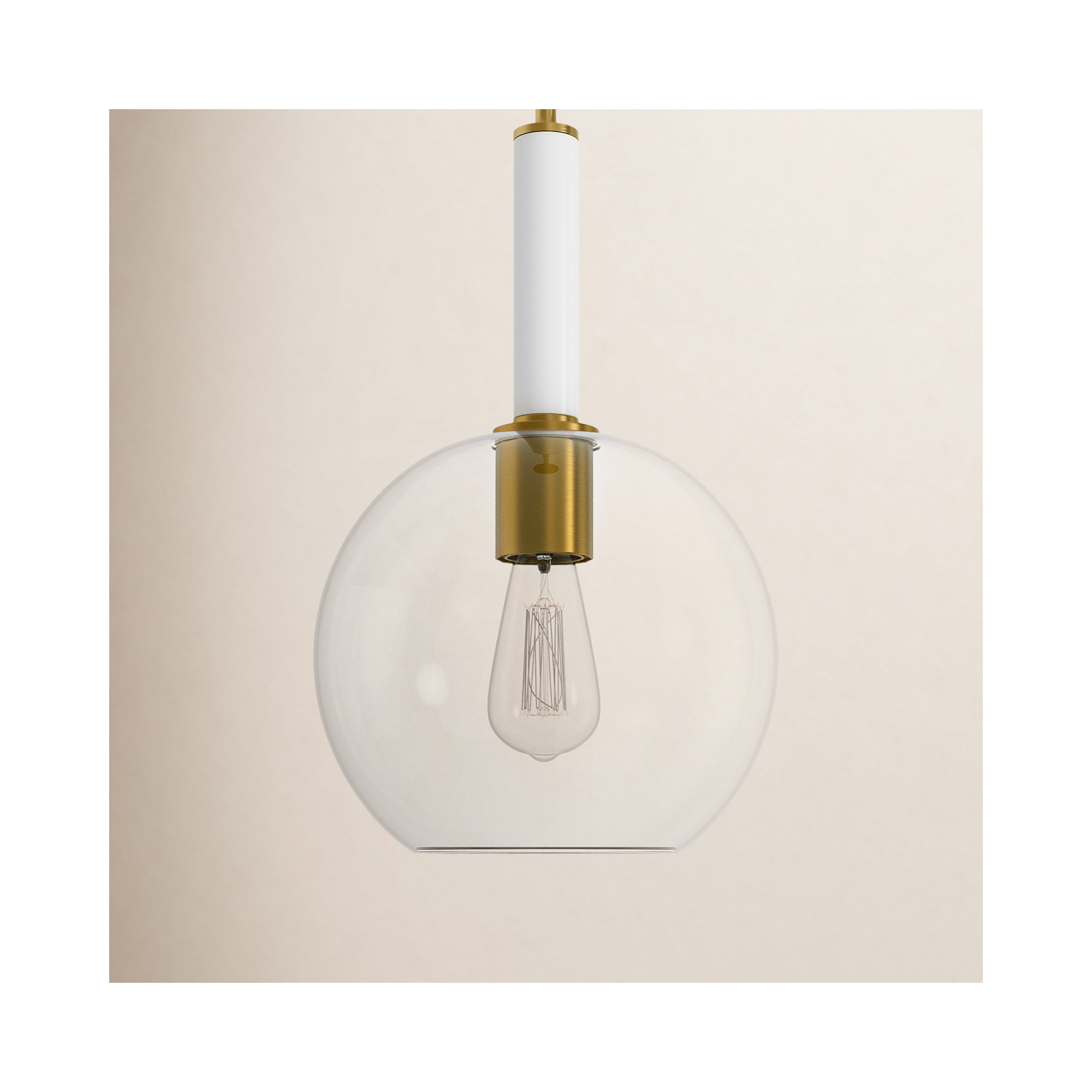 Single Light Glass Dimmable Pendant, Burnished Brass