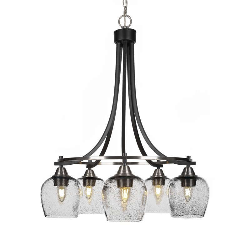 Lustre 5 lumières Achen, Nickel brossé, Transparent