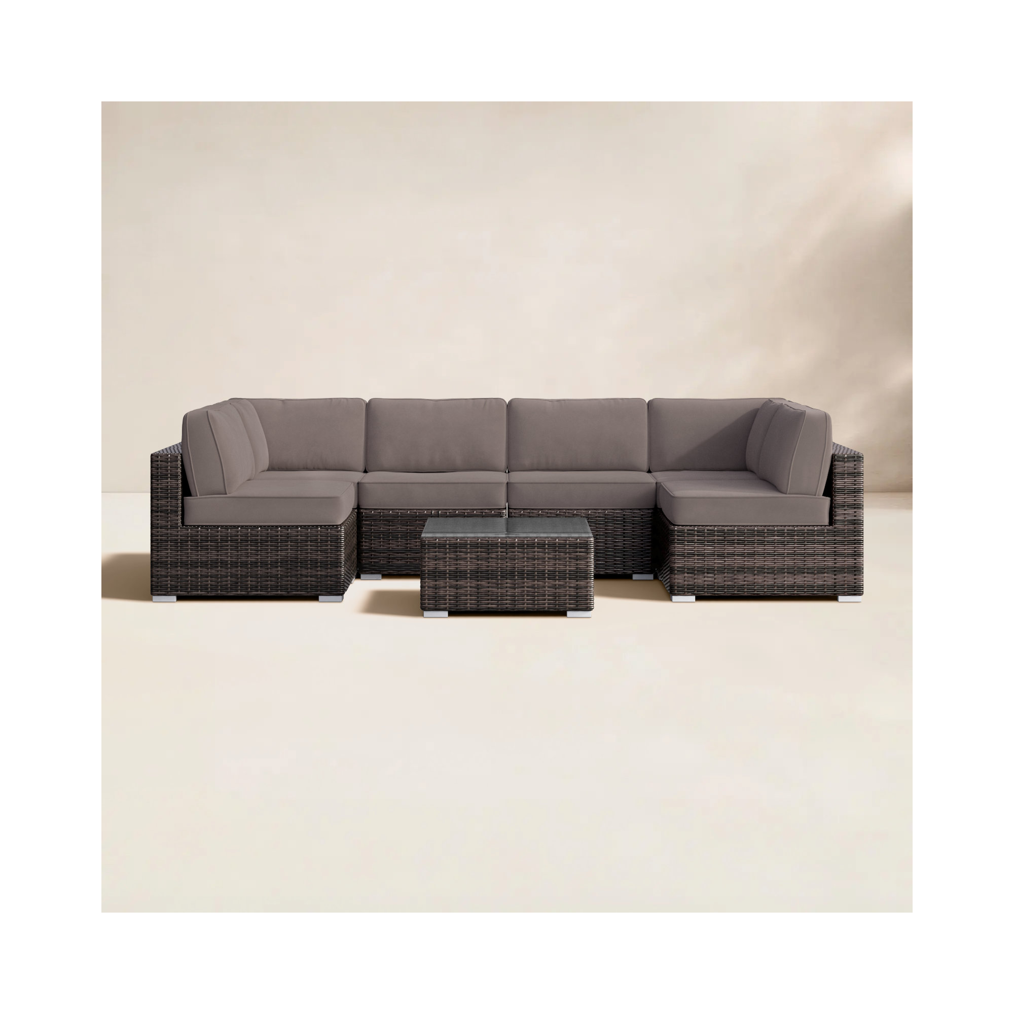 Lauderman Fully Assembled 4 - Person Seating Group with Sunbrella Cushions, Sunbrella Taupe