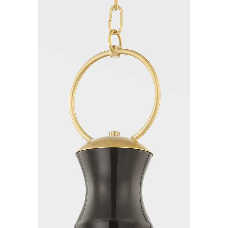 BORDEN 1 LIGHT PENDANT, Aged Brass/Ceramic Gloss Mink