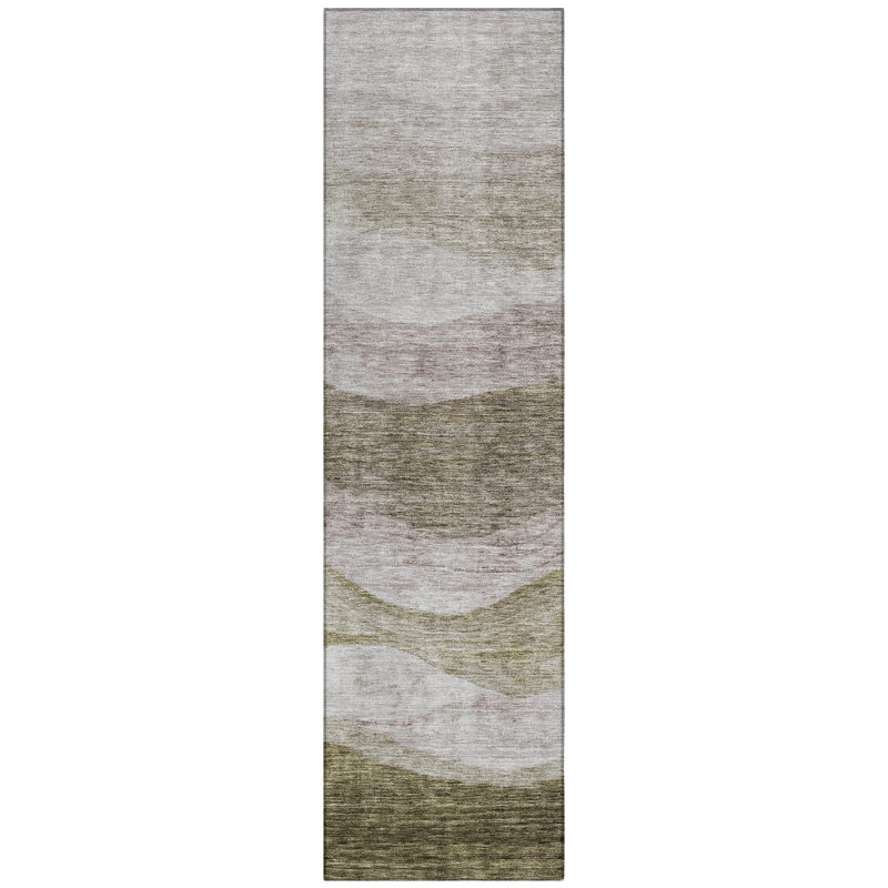 Louisa Brown Washable Indoor-Outdoor Rug - , 2'3" x 7'6"