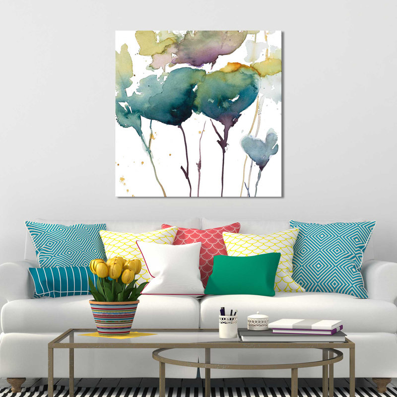Wildflower Grace I - Aquarelle, reproduction d'art sur toile, H 36 po x l 36 po x P 1,5 po