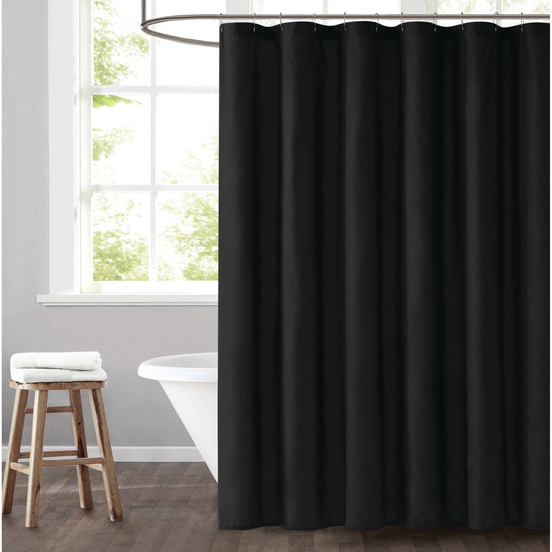 Truly Soft Everyday Solid Color Microfiber Shower Curtain, Black