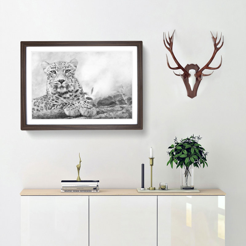Leopard Resting - Picture Frame Photograph Print, Walnut Framed, 33cm H x 45cm W x 2cm D