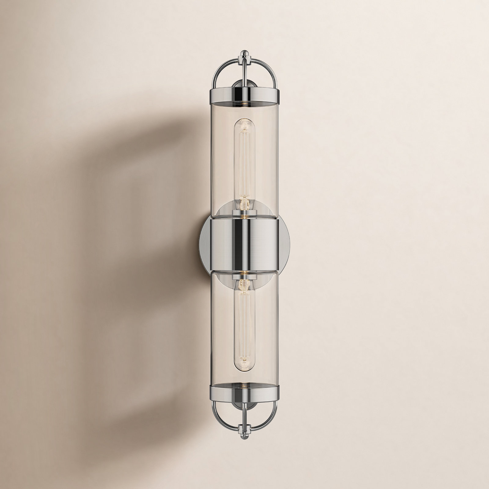Santi 2 Light Cylinder Outdoor Wall Light, Chrome