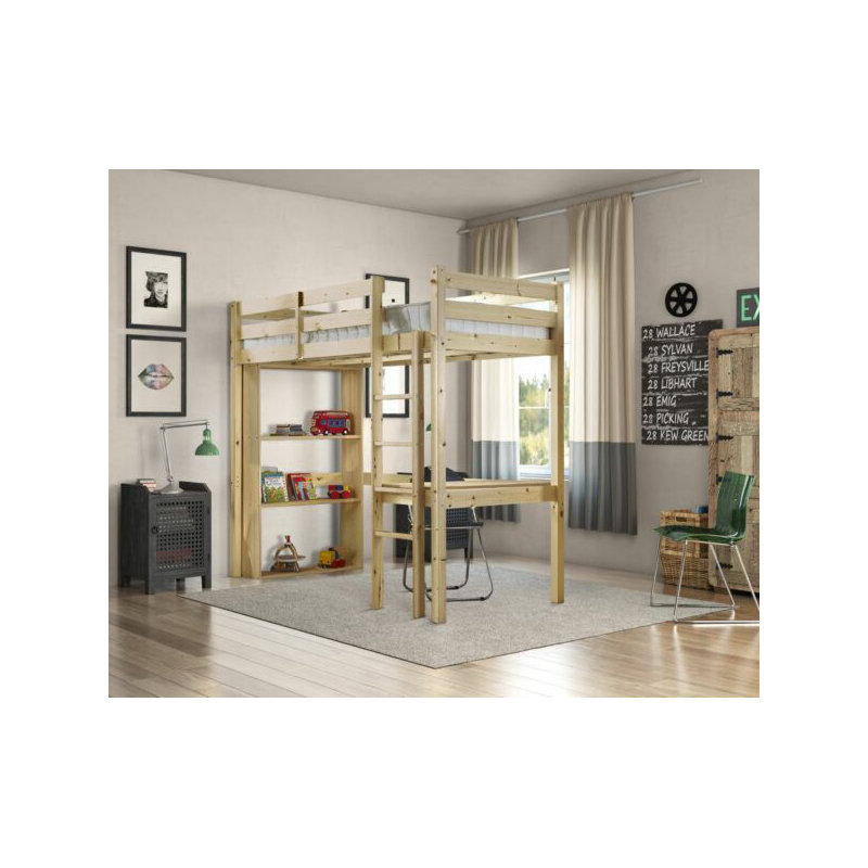 Fidler High Sleepers with Built-in Ladder Included with Desk Included, European Single (90 x 200cm)