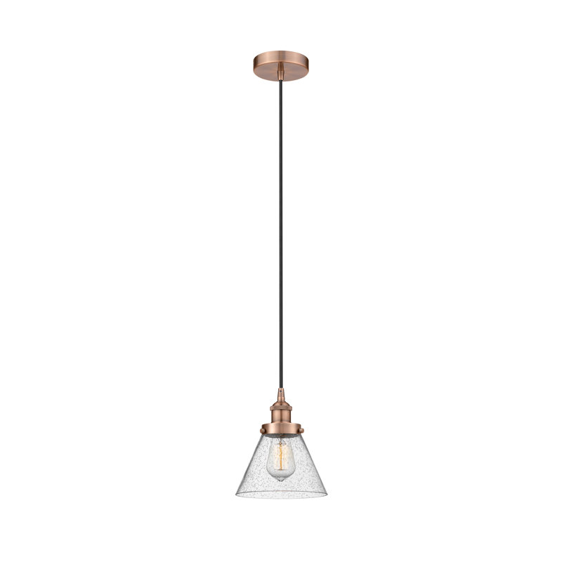 Luminaire suspendu conique à 1 lumière Buckholts, H 9,75 po x l 7,75 po x P 7,75 po, Cuivre