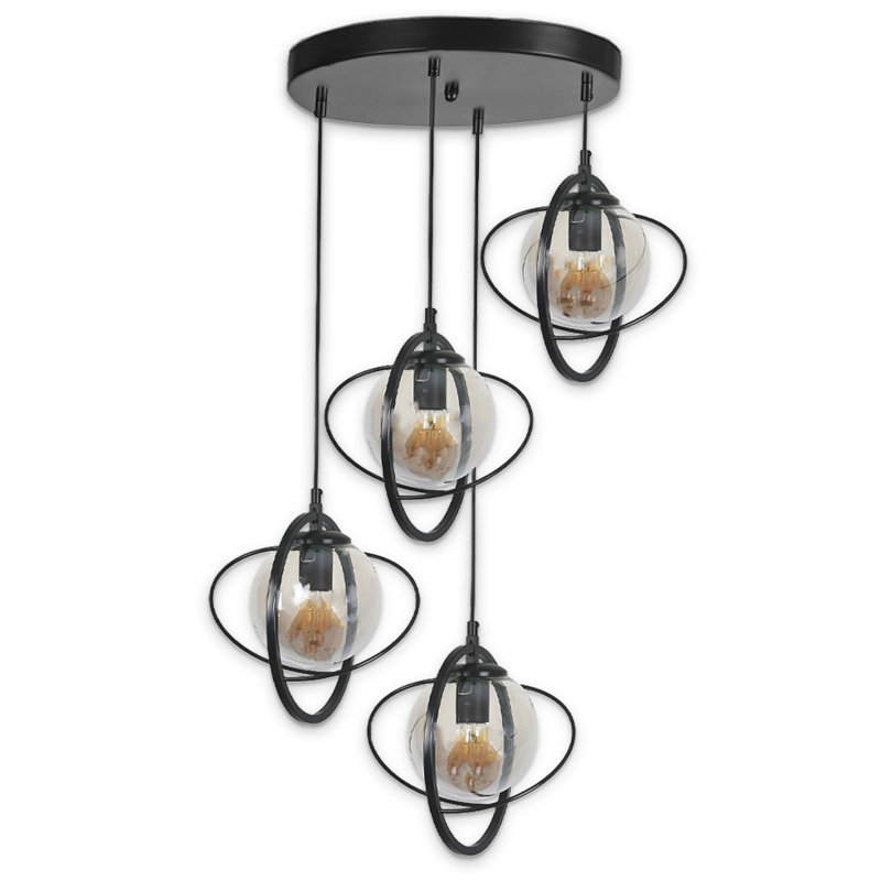 Luminaire suspendu en métal à hauteur réglable 4 lumières