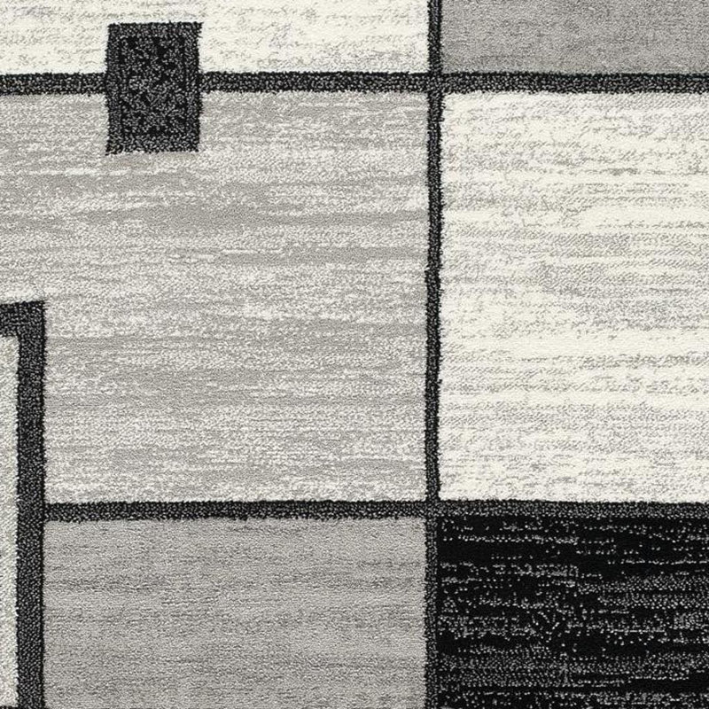 2' X 5' Gray And Black Geometric Area Rug