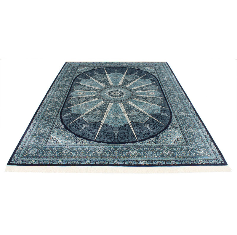 7x10 Navy and Ivory Turkish Antep Rug