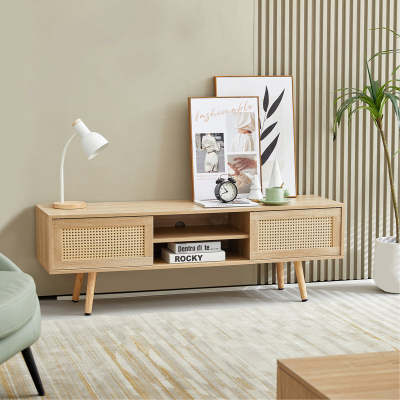 55.12" Rattan TV cabinet, Natural