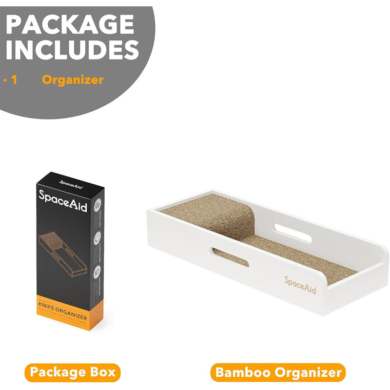 Small Bamboo Knife Drawer Organizer with Cork Dividers
