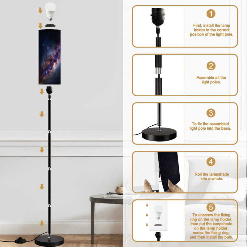 Lampe sur pied avec lampe à pédale moderne à intensité variable avec télécommande, pédale, abat-jour, abat-jour haut, lampe de coin pour le salon, la chambre et le bureau
