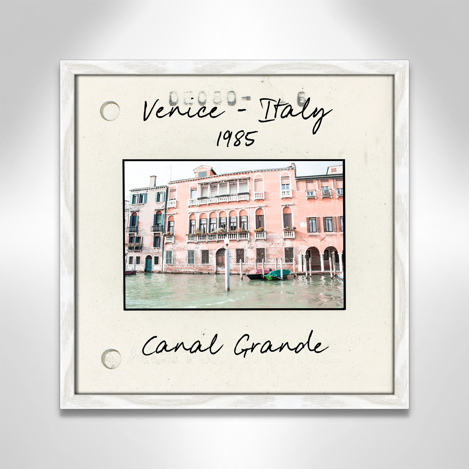 Travel Slide Collection "Venice, Italy - Grand Canal" Print, 17" H x 17" W x 0.75" D, White Single Picture Framed Paper