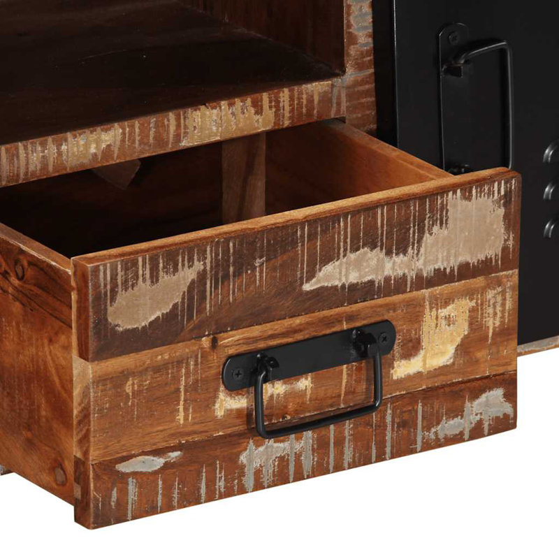  TV Cabinet Solid Rough Wood Mango, Brown, 40cm H x 100cm L x 30cm W