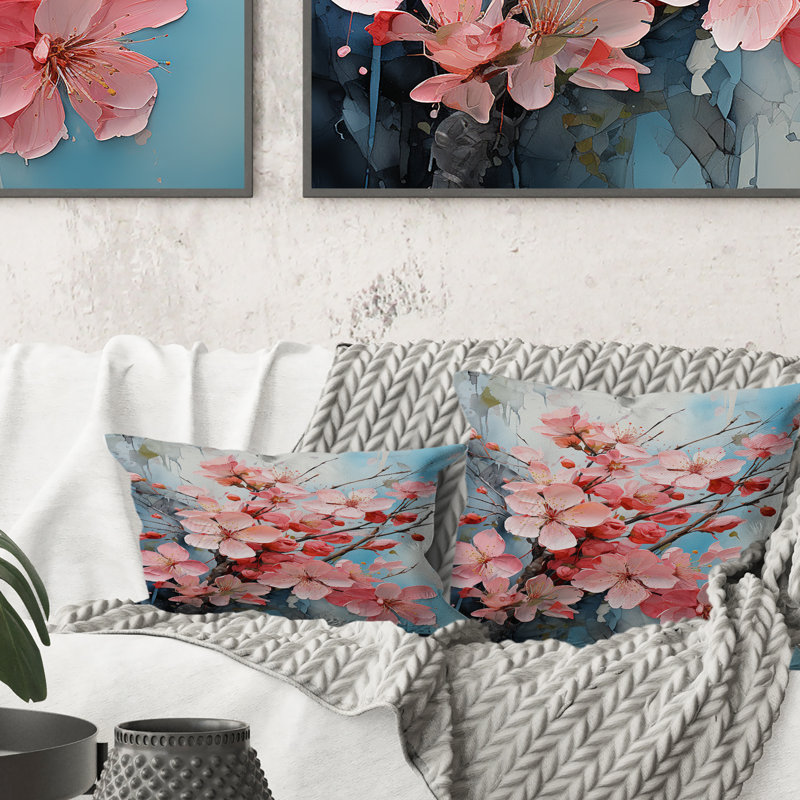 Coussin rose imprimé "Apple Blossom Collage III"