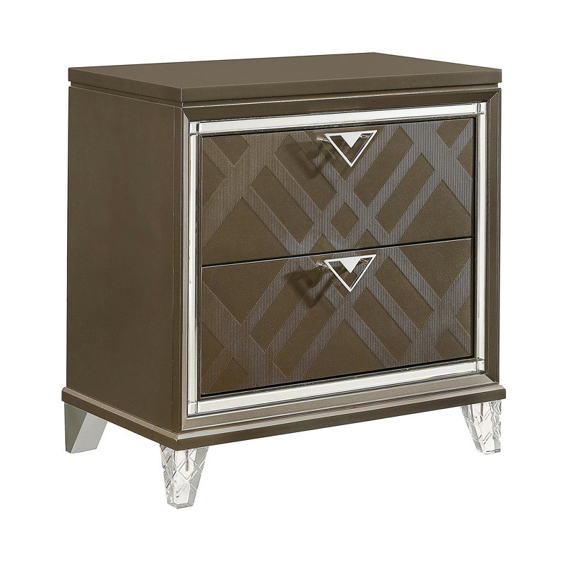 Deep Champagne 2 drawer bedside table
