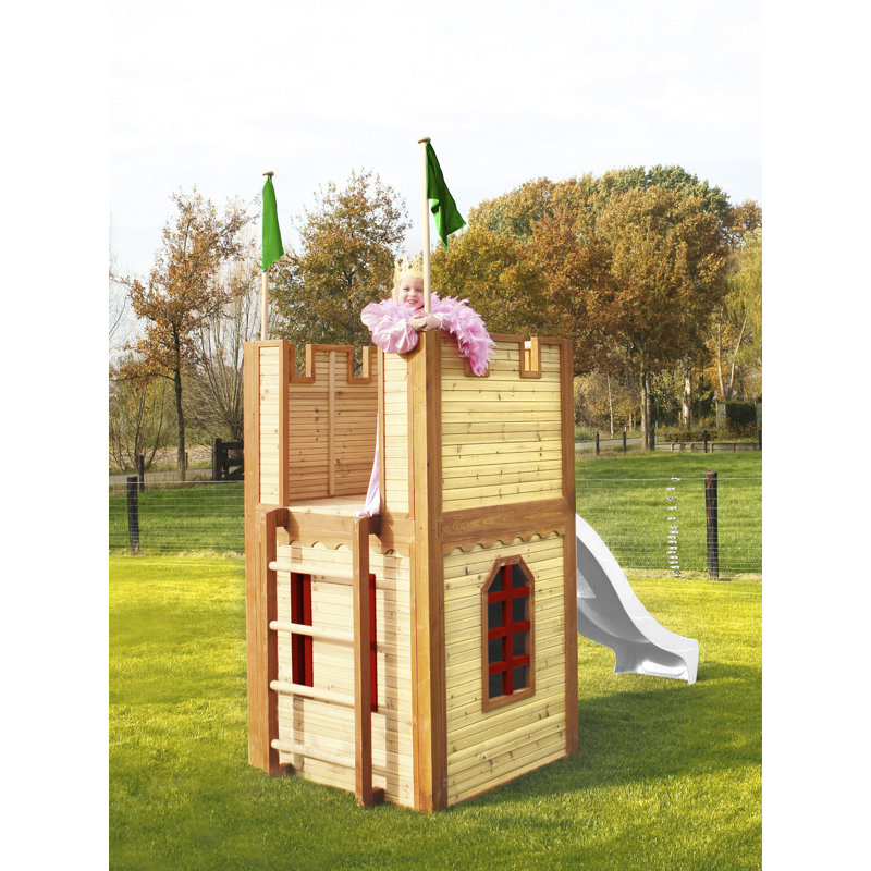 AXI 319cm W x 110cm D Outdoor Cedar Wood,Hemlock Wood Playhouse, Brown/Red/White