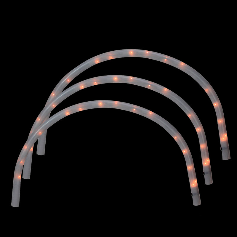 Set of Three White LED Christmas Arch Pathway Markers