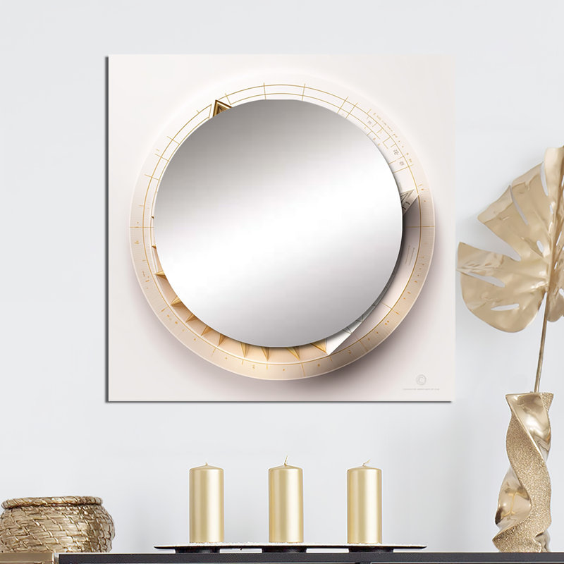 «Caclulation The Universe Vintage Spiral Art II», miroir carré abstrait en spirale pour décoration murale, 29 po x 29 po