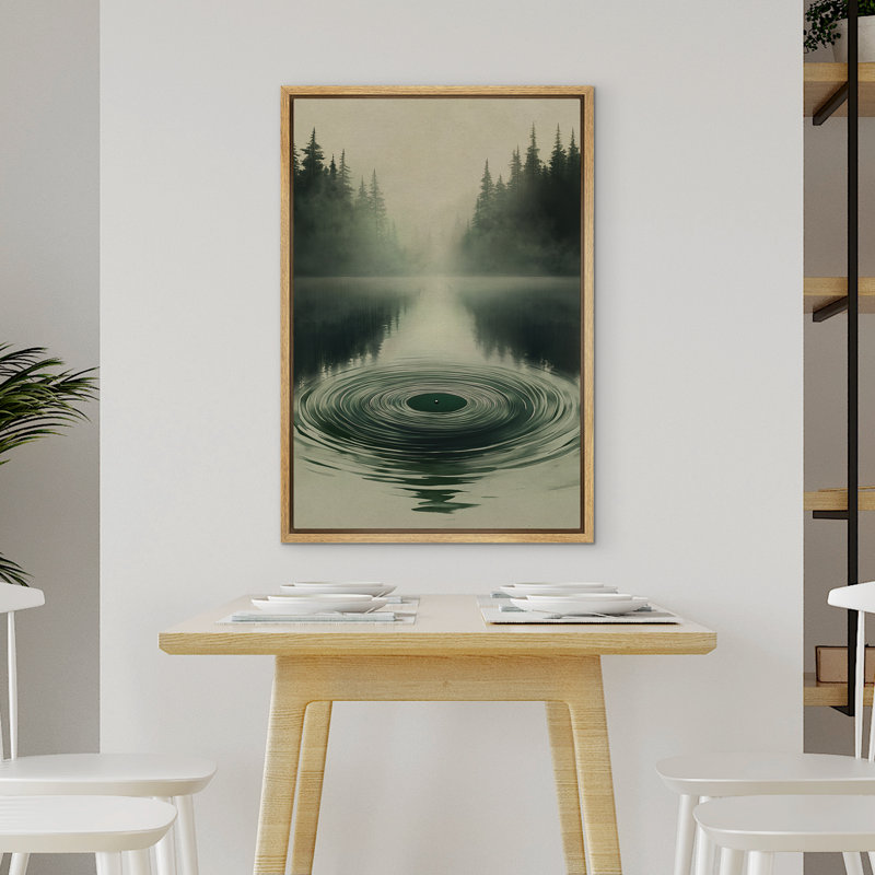 Impression sur toile Misty Forest Lake Vortex Moody, Naturel, H 36 po x l 24 po